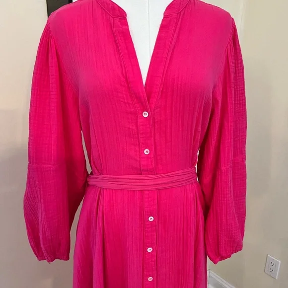 XiRENA Selene Cotton Gauze Midi Dress in Pink Raspberry - Picture 5 of 9